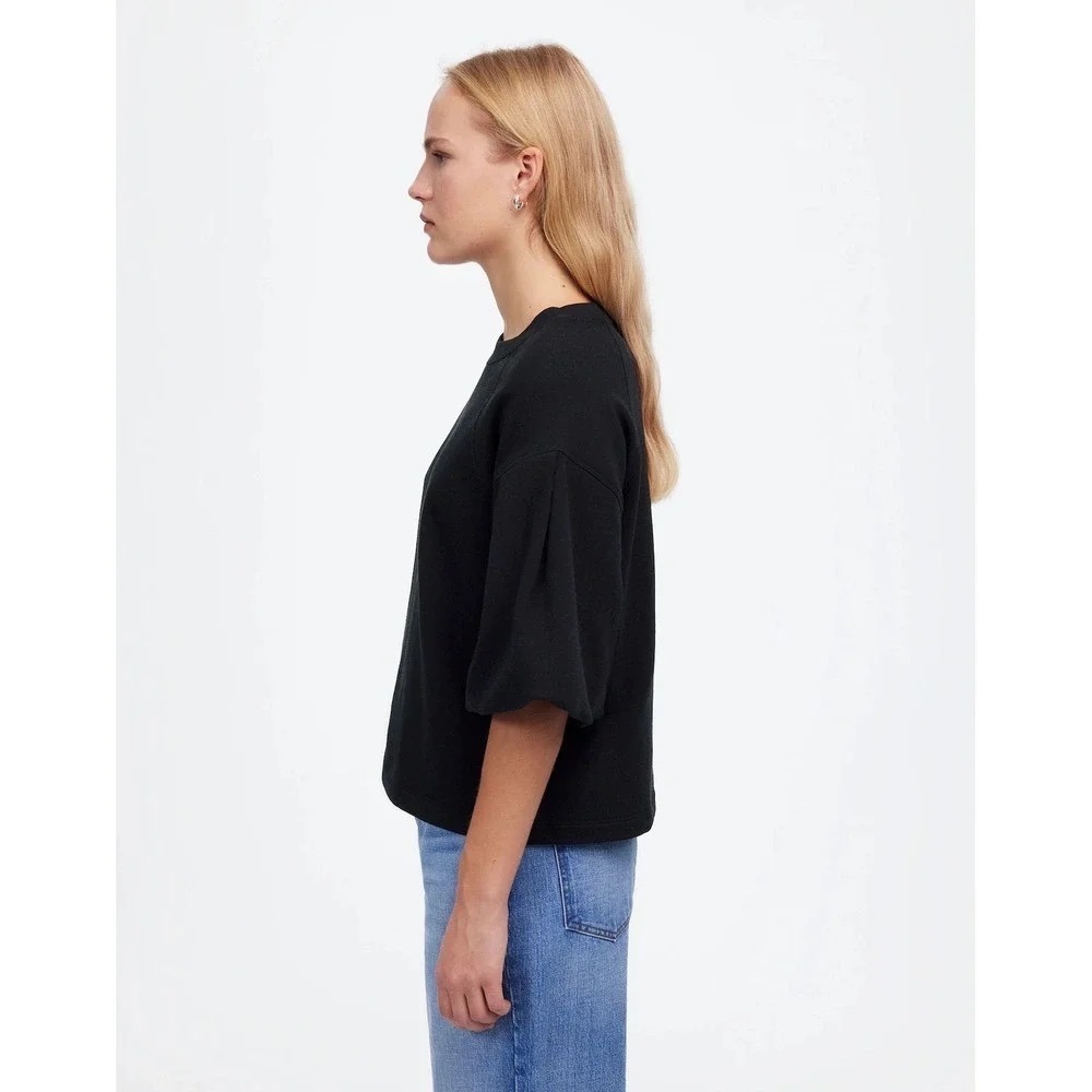 NWT Madewell Puff Short Sleeve Sweatshirt in True Black | Size Small - Picture 4 of 12